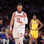 New York Knicks players during a 2024 NBA game