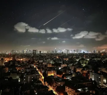 october 7, 2023. Missels in the sky above Tel Aviv