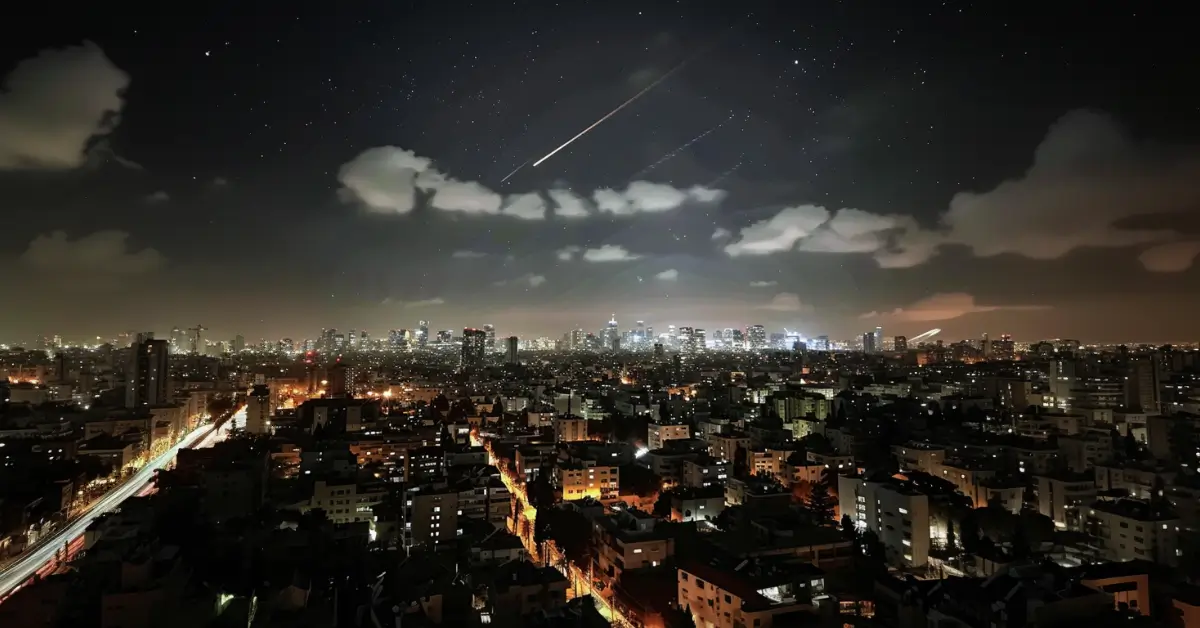 october 7, 2023. Missels in the sky above Tel Aviv